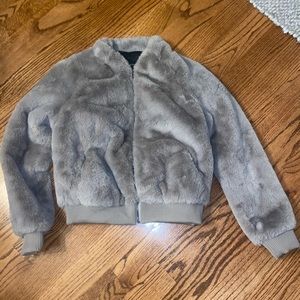Banana Republic Taupe Faux Fur Bomber Jacket